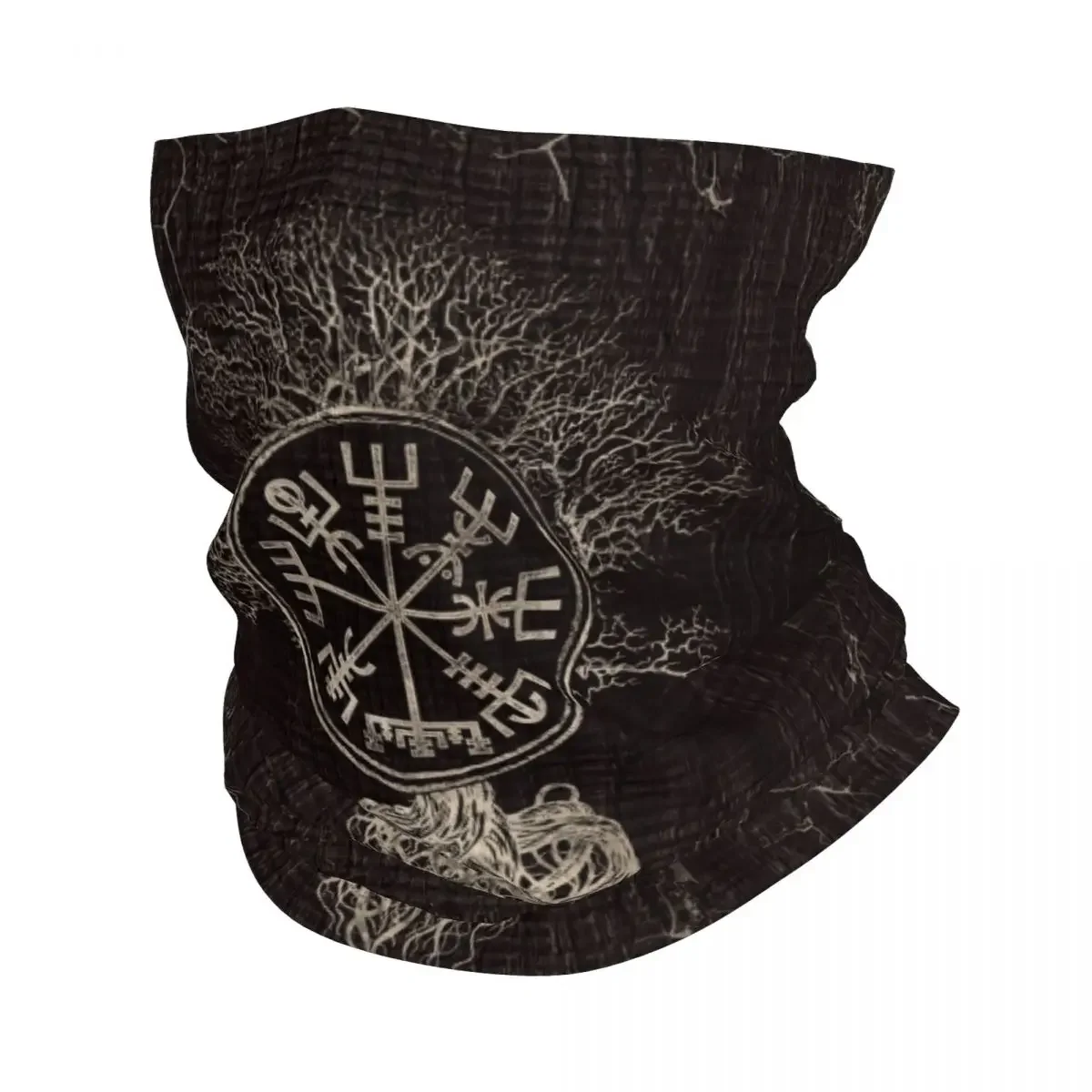 

Vegvisir And Tree Of Life Yggdrasil Bandana Neck Warmer Women Men Winter Ski Tube Scarf Gaiter Viking Compass Face Cover