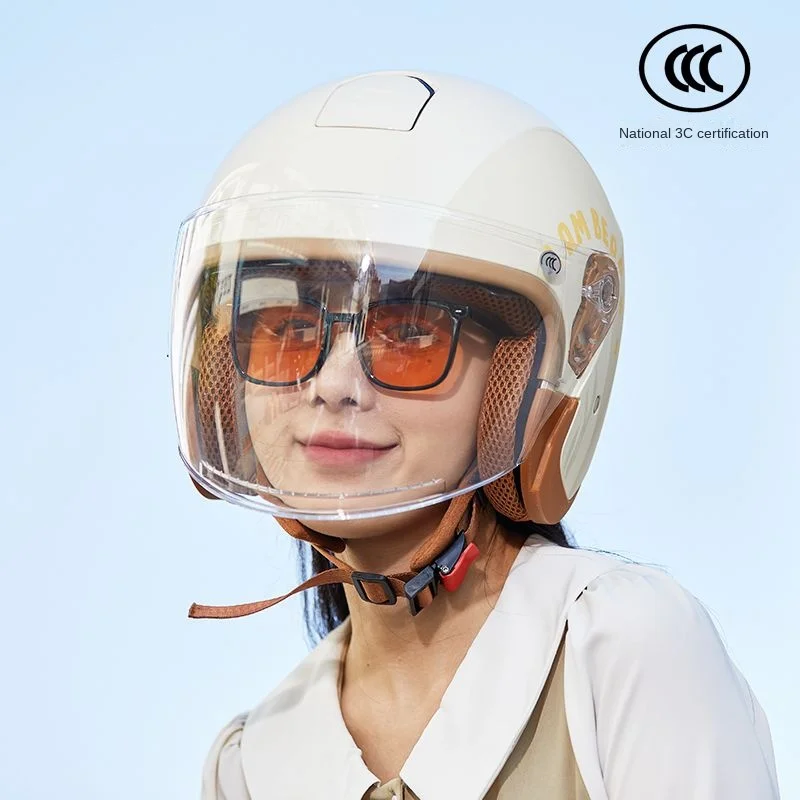 

Helmet - Open Face Helmets for Motorcycles Scooter Summer Board Safety Cap Motorized Kick With Double Lenses