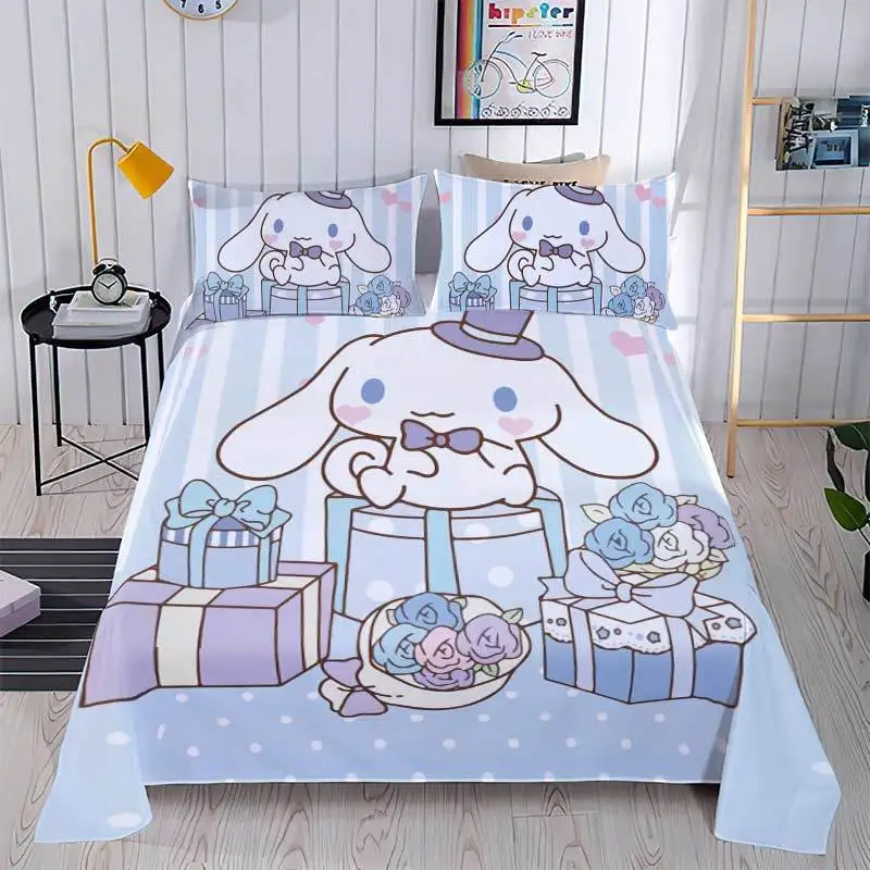 

Sanrio Cinnamoroll Bed Sheet Single Cute Cartoon Anime Printed Bed Sheet Girl Heart Skin-Friendly Student Dormitory Gift for Kid