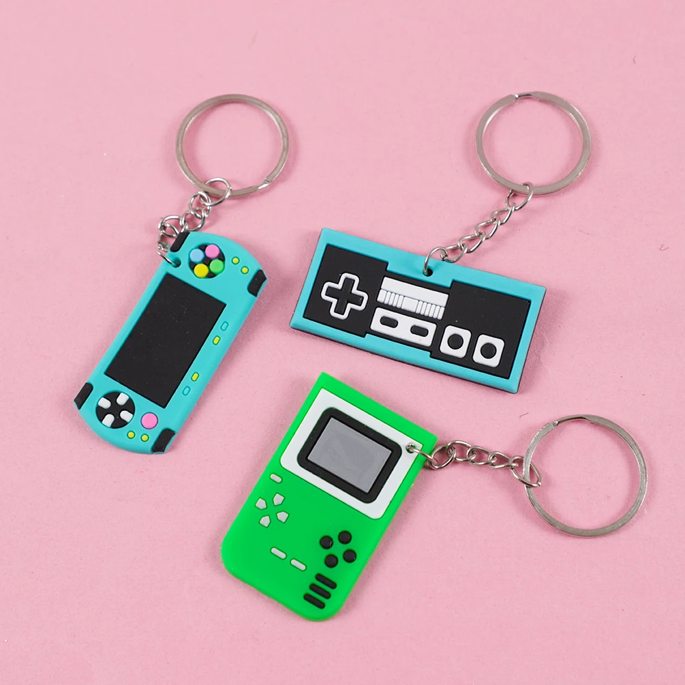 6Pcs Cute Silicone Game Machine Keychain Gamepad Joystick Key
