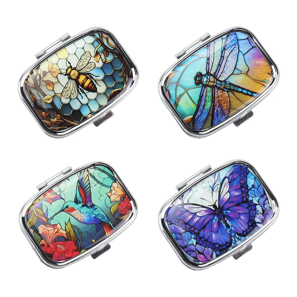Medicine Pill Case & 2 Compartment Portable Pill Container Metal Pill Organizer for Vitamins Fish Oil Supplements Pill Containe