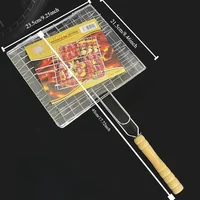 Support de barbecue pliable en acier inoxydable, panier de gril épais pour poulet avec grande capacité et poignée 3