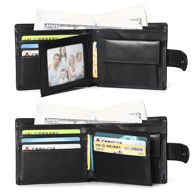 Rfid Blocking Genuine Leather Wallet Men with Coin Pocket Dollar Wallet Real Leather Purse for Men 2