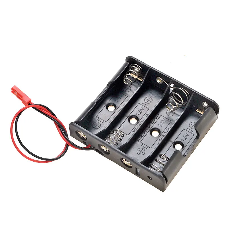 

Plastic Battery Holder Storage Box Case 4 slots 6V For 4 x 1.5V AA With JST Plug Batteries Shell