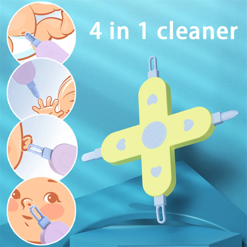 Nose Cleaning Tweezers 4-in-1 Care Gadget Baby Dig Booger Clip Infants Ear Nose Navel Clean Tools Kids Tweezers Cleaning Toddler Nasal Care Supplies