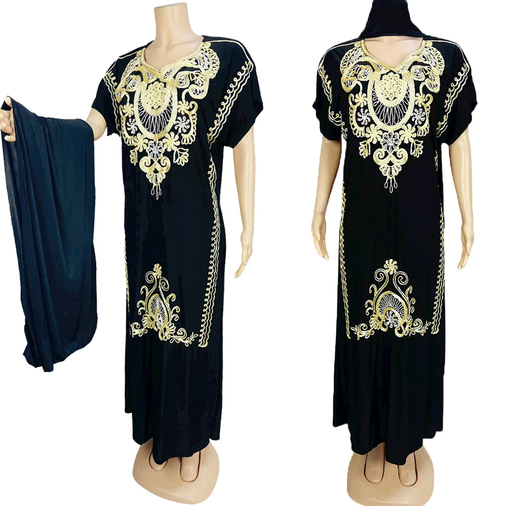 

2023 New Fashion African Women Clothing Inlaid With Scarf Dubai Luxury Muslim Clothing Abaya Clothing Kaftan Islamic Clothing