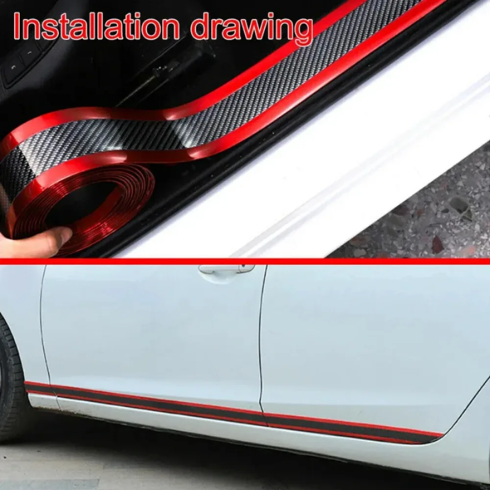 1pc Car Threshold Decorative Strip Bumper Trunk Guard Plate Sticker Car Door Anticollision Protect Sticker Auto Accessories