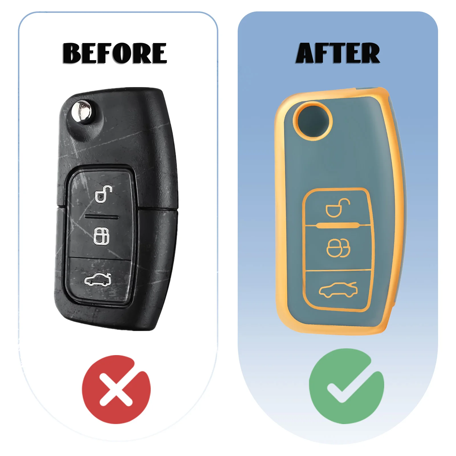 Premium Key Fob Cover Case Shell for Popular Ford Models