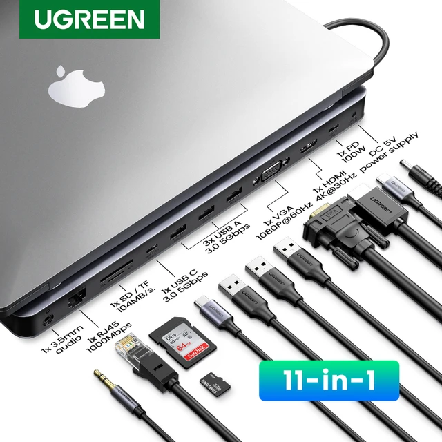 UGREEN USB C Docking Station 11-in-1 HUB USB C to HDMI 4K VGA RJ45