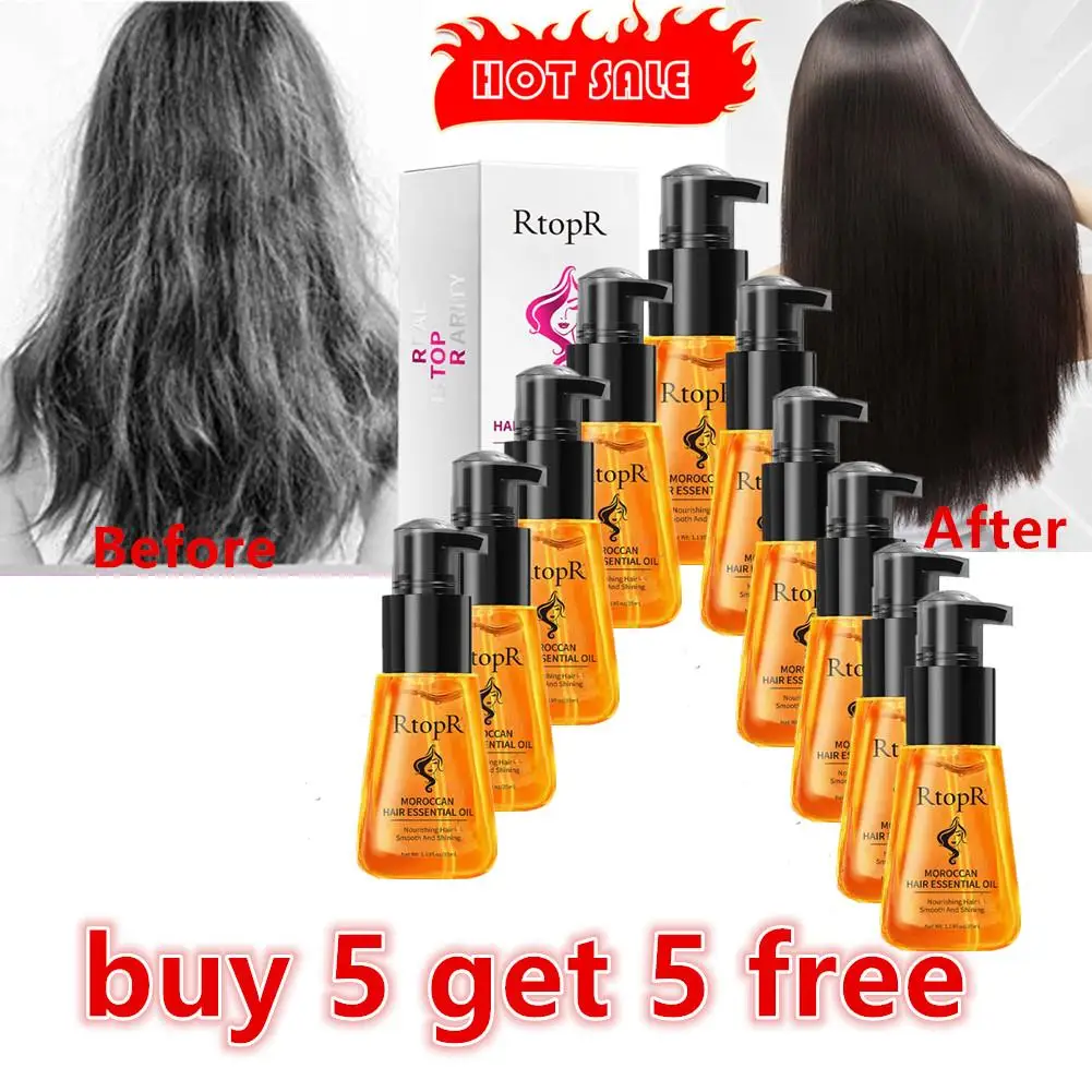 10 Pcs Morocco Argan Hair Oil Care Essence Nourishing Repair Damaged Improve Split Hair Rough Remove Greasy Treatment Hair Care