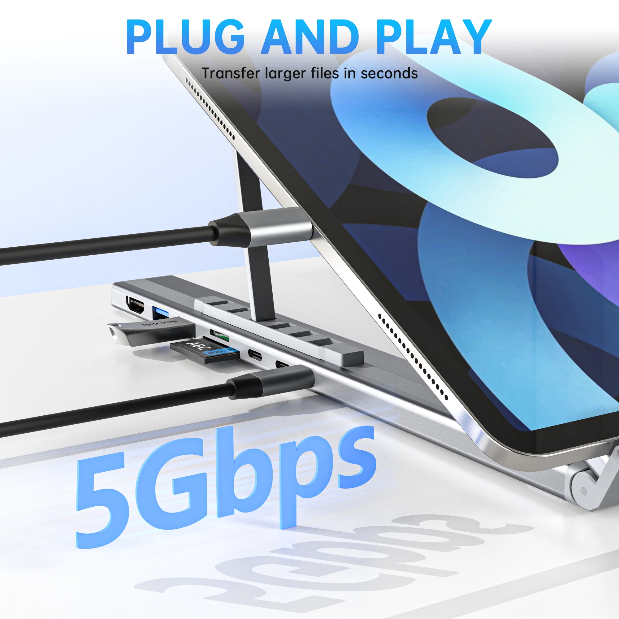8-in-1 USB-C Laptop Stand With Docking Station Universal USB C thumbnail 4