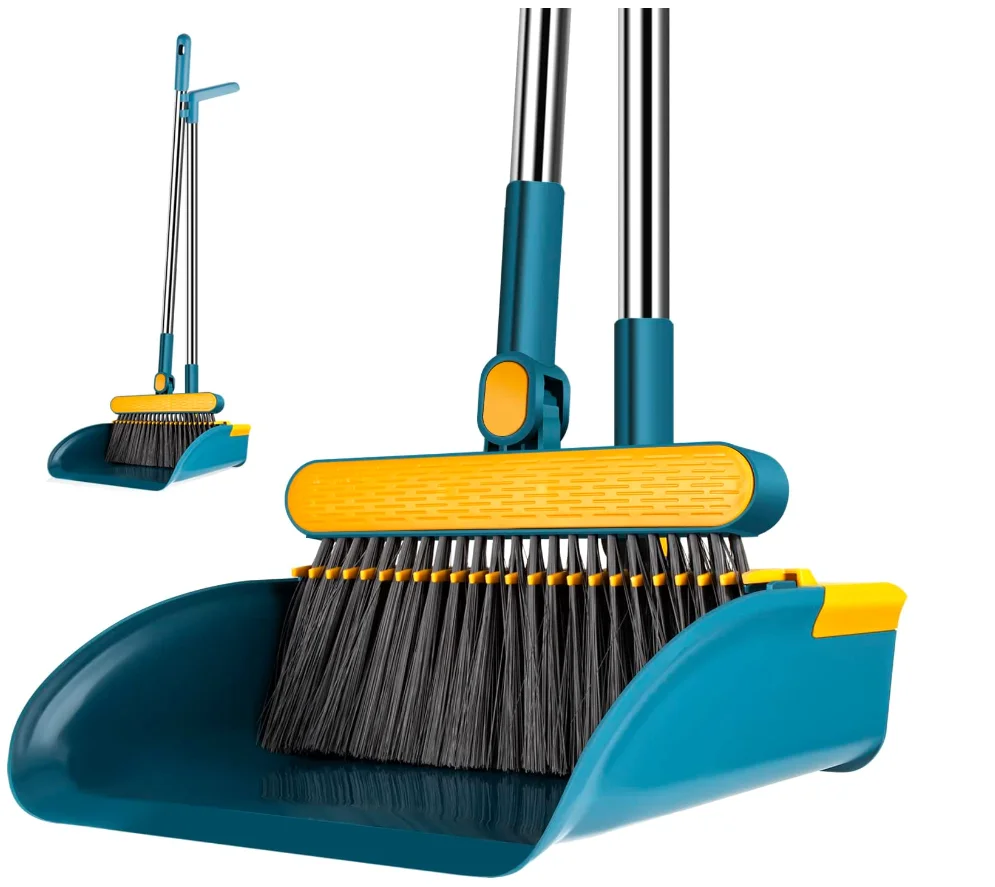 Broom and Dustpan Set, Broom Dust pan, Dustpan with Long Handle, Broom