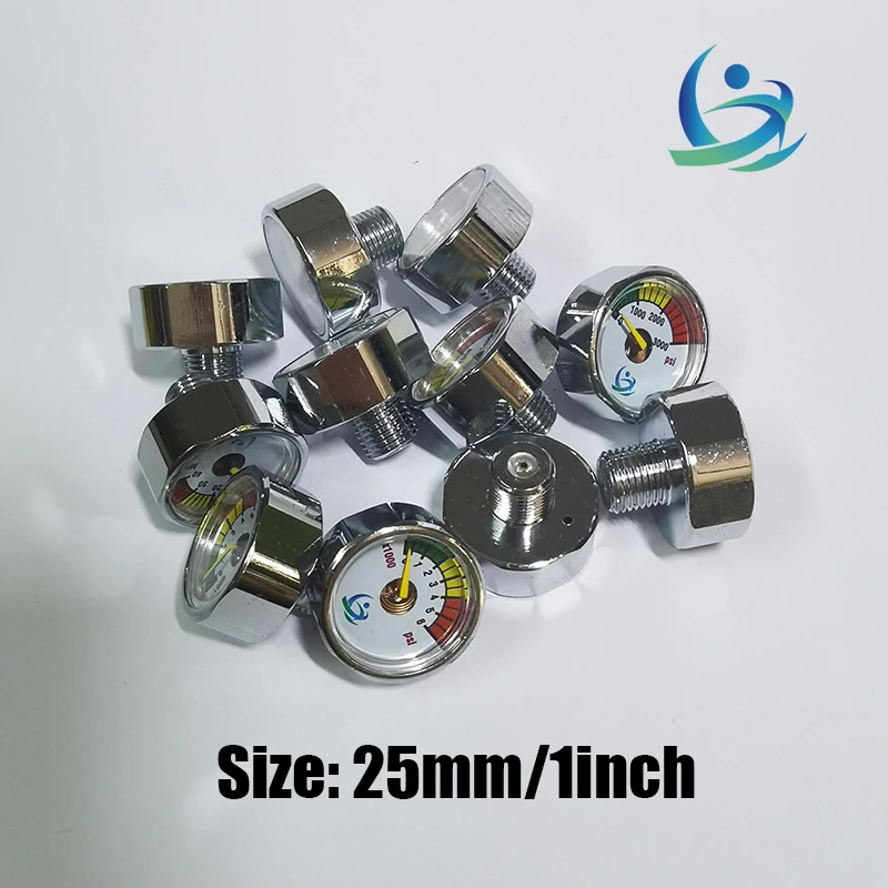 Manometer Mini Micro 25mm/1inch Gage Pressure Gauge Compressed Air Hand Pump Diving HPA Regulator M8*1 M10*1 1/8NPT 1/8BSPP hand pump valve regulator