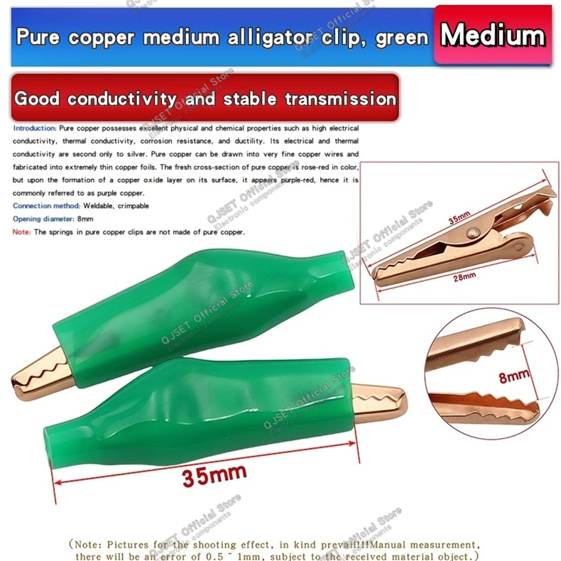 28 mm 35 mm 45 mm Reinkupfer-Krokodilklemmen-Set für Elektriker, Schweißarbeiten, Stromkabel, Testklemmen, klein, mittel, groß, mit Schutzhülle, rot, schwarz – Detail 16