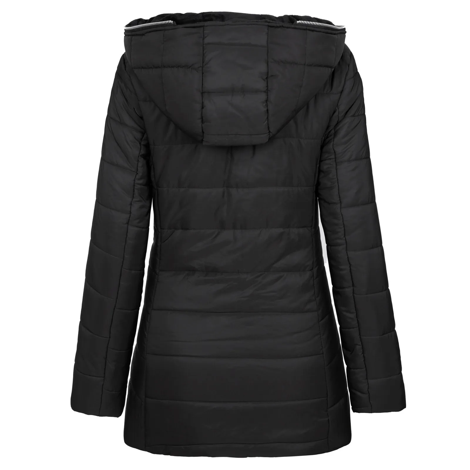 2023 Fashion Women Casual Black Coat Female Winter Jacket Women Hooded Overcoat Slim Long Parka Warm Cotton Padded Overcoat