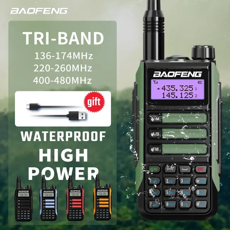 

BaoFeng UV16 Walkie-Talkie Tri Band Professional Hunting Ham Waterproof Long Range Type-C Charger VHF UHF Two Way Portable Radio