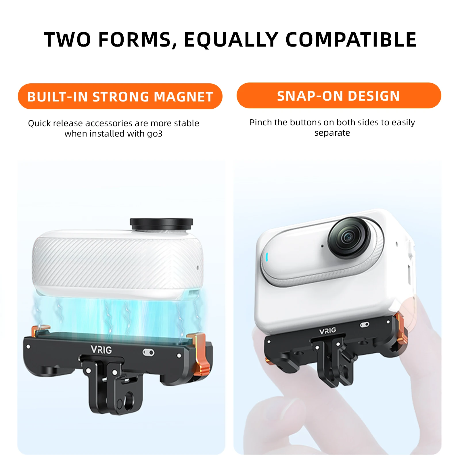 VRIG UURIG für Instan 360 GO 3 / GO 3S Magnetische Schnellwechselhalterung Action-Kamera-Adapter 1/4 Gewindehalterung für Stativ – Detail 4