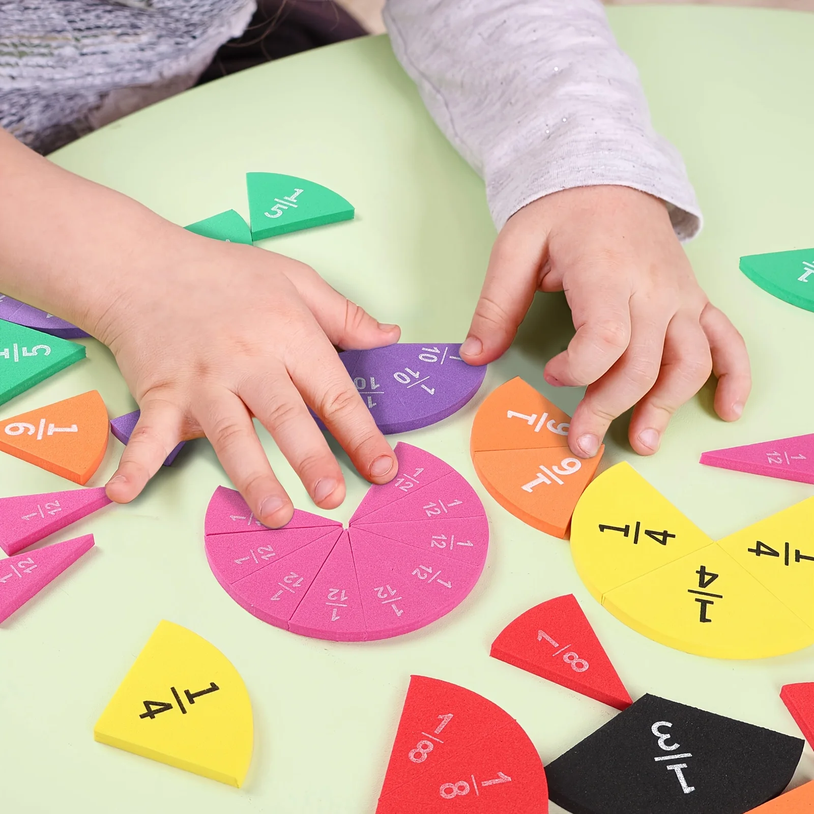 9-27pcs EVA Math Teaching Tool Fractions Mathematics Educational Aids for Understanding Addition Subtraction Demonstration Model - 2