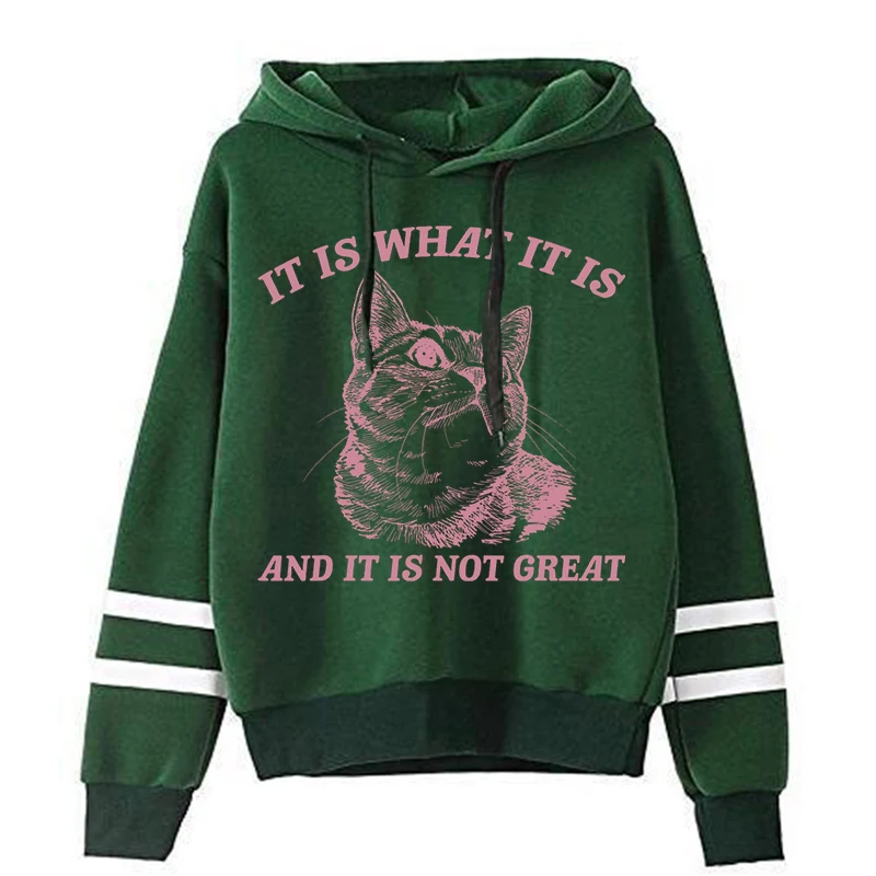 It Is What It Is Cat New in Hoodies & Sweatshirts Funny Animal Kittens Retro Sweatshirt Unisex Cute Cats Casual Daily Hoodies
