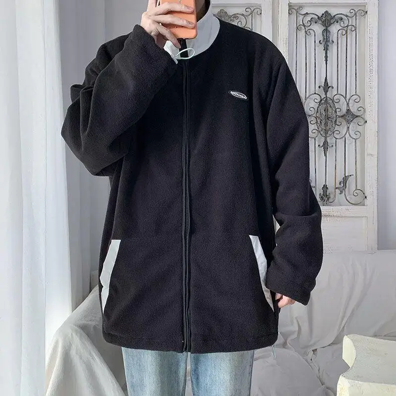 Spring Autumn Solid Color Fashion Long Sleeve Jacket Man High Street Casual Zipper Pockets Cardigan Korean Style All-match Tops