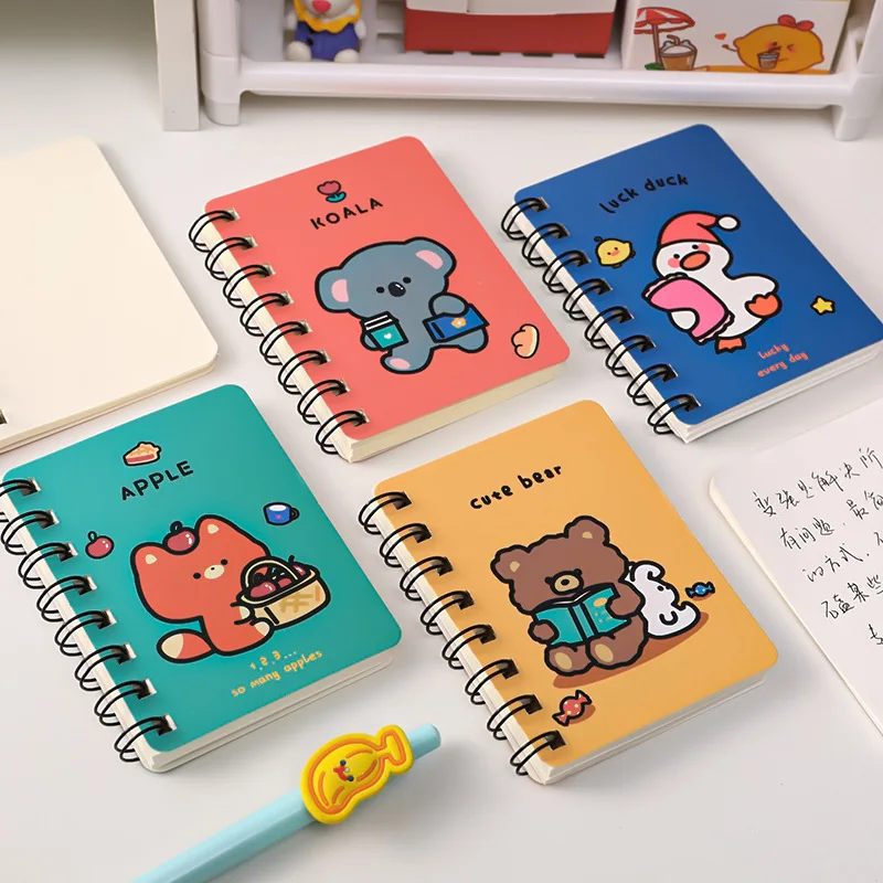Kawaii Cute Cartoon Animals Mini Spiral A7 Notebook Daily Weekly