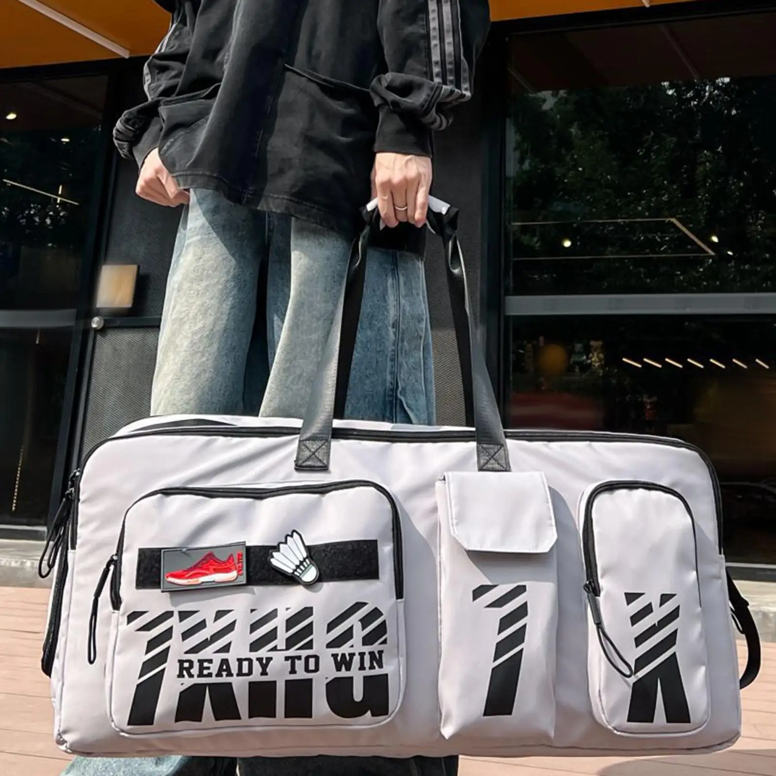 Badminton Bag for Adults Racquet Carry Bag Zipper Closure Waterproof Duffle Bag with Shoe Compartment for Professional Athletes 4