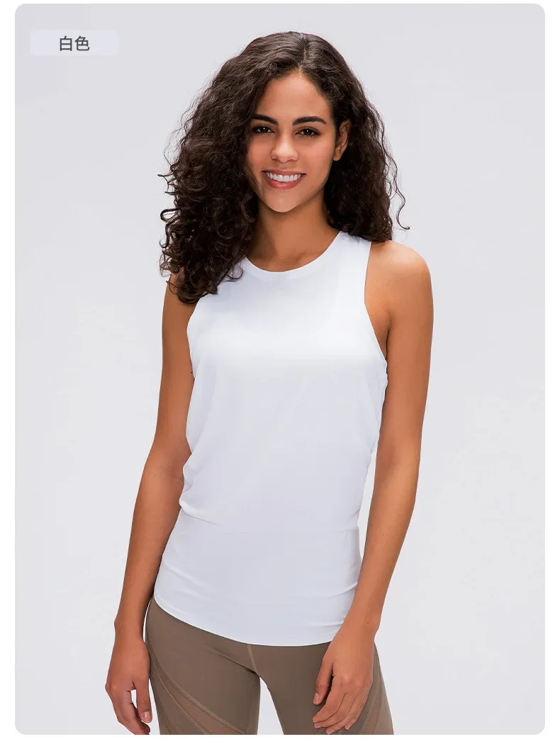 Lemon Women Activewear Naked-Feel Athletic Vest Open Back Yoga 4way stretch fabric Sexy Sleeveless Blouse Sport Fitness Tank Top