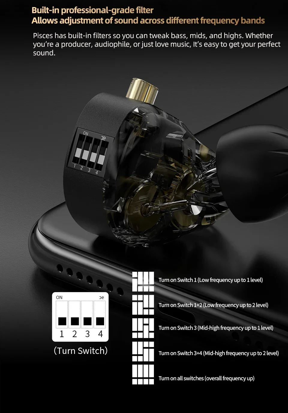 Dual Dynamic Driver In Ear Headphones With Sound Control Switch_voghion.com