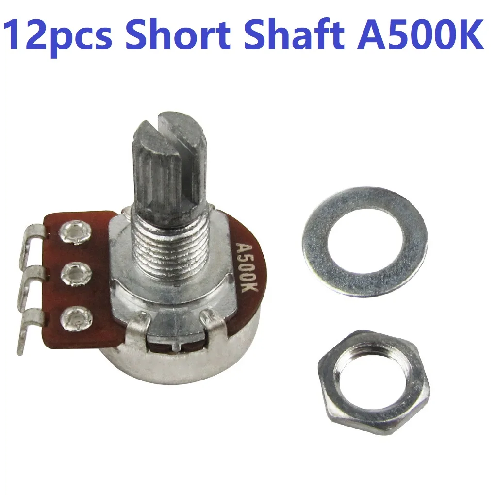 FLEOR 12PCS 18-spline Mini Potentiometer Gitarre Töpfe 500K/250K Lange/Kurz Welle Wählen E-gitarre Teile – Detail 8