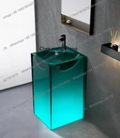 อ่างล้างหน้าเรซิ่นใสทรงเสา แบบตั้งพื้น สำหรับห้องน้ำ ระเบียง 2