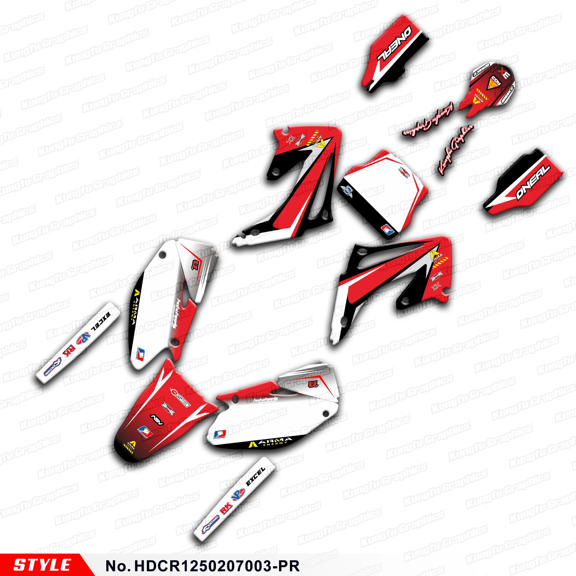 

Набор наклеек для графических гоночных мотоциклов для Honda CR 125 250 2002 2003 2004 2005, HDCR1250207003-PR