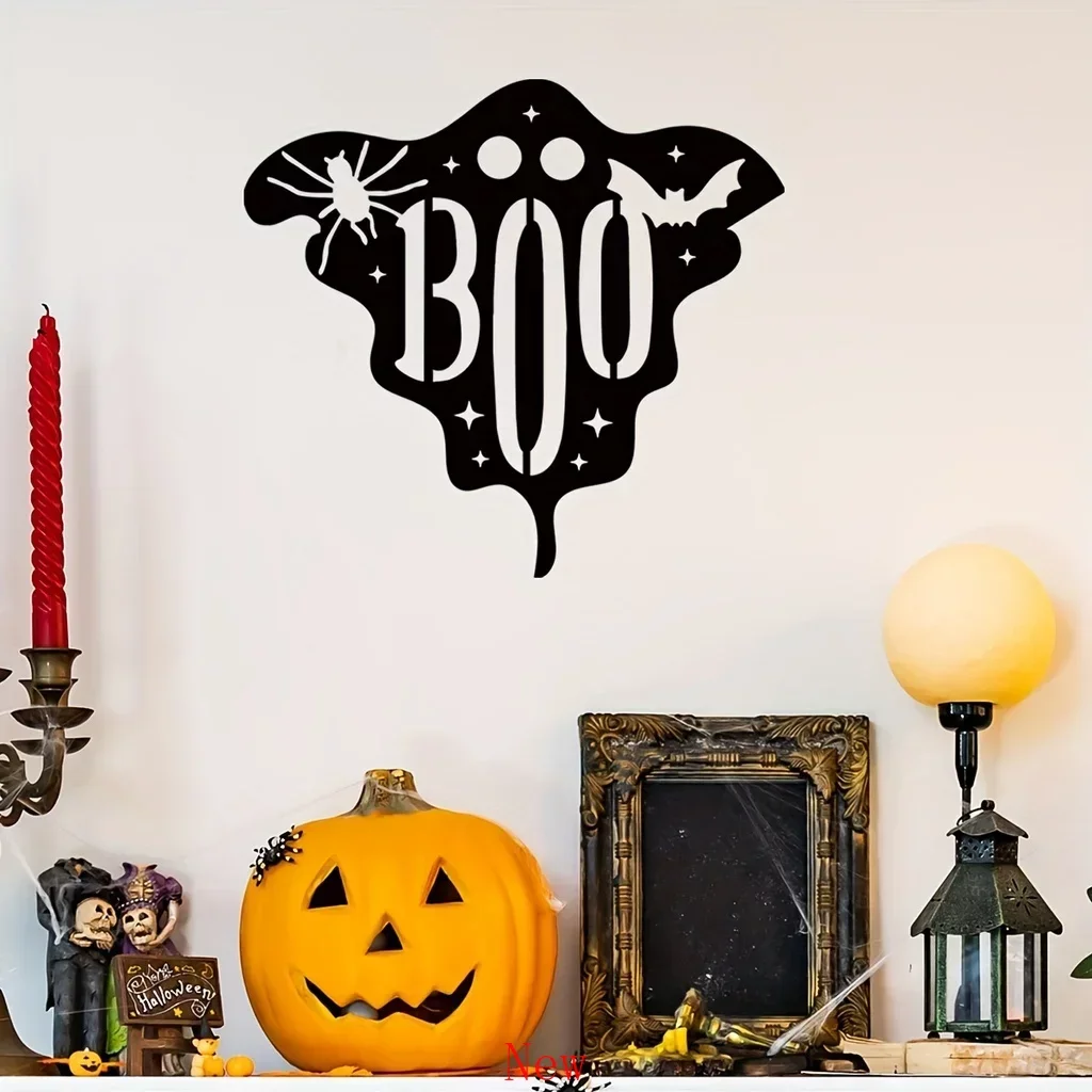 

Halloween Boo Ghost Sign Front Door Decor Spooky Spider Door Hanger Outdoor Outside Porch Funny Metal Party Halloween Decor wal