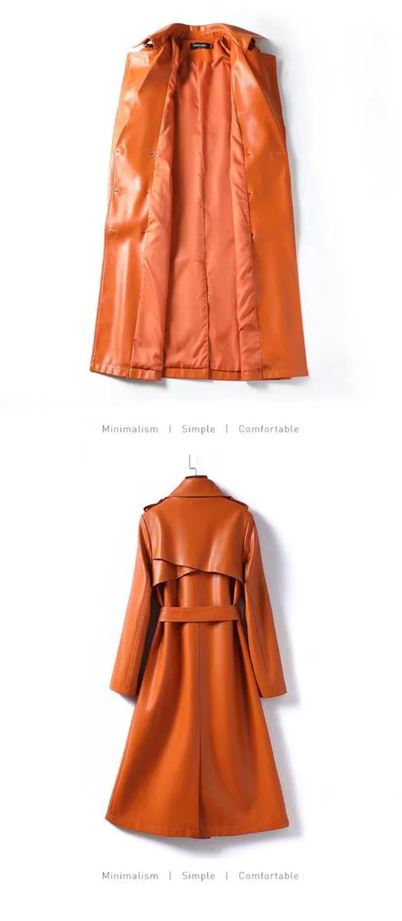 2024 High-quality Leather Trench Coat Women's Sheepskin Outerwear X-long Windbreaker Autumn Winter Lady Streetwear Overcoat 5xl