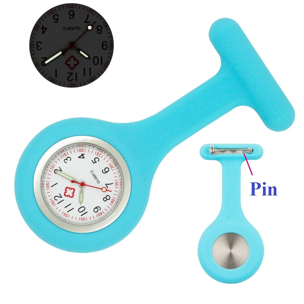Pocket Watch Fashion Classic Women Doctor Nurse Silicone Rubber FOB Hospital Medical Brooch Pins Clock Gift