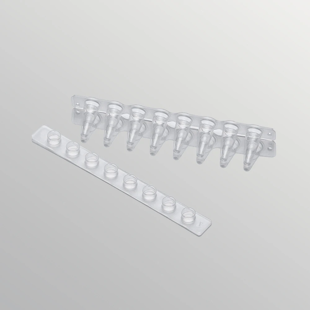 0.1ml Pcr 8 Strips Tube Lab Fluorescence Quantitative PCR Tube Strip 125pcs PP Centrifuge With Cover Medical Supplies