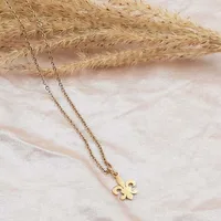 Collier Fleur De Lis en acier inoxydable, fleur, lys, Saint Nicolas, pendentif Lotus, collier De royauté française catholique, bijoux pour femmes 3