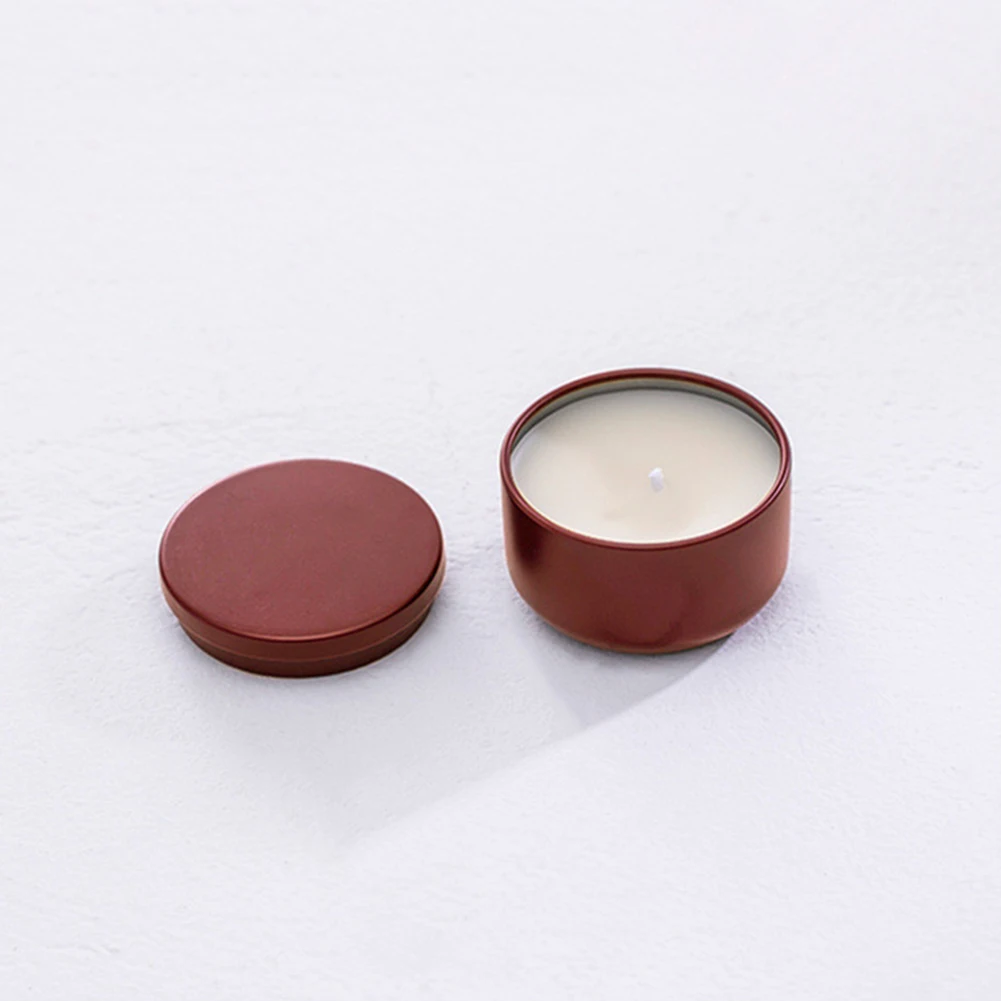 Candle Jar Minimalist Solid Color Tinplate Can Round Candle Spice Cans Containers Storage Travel Tin