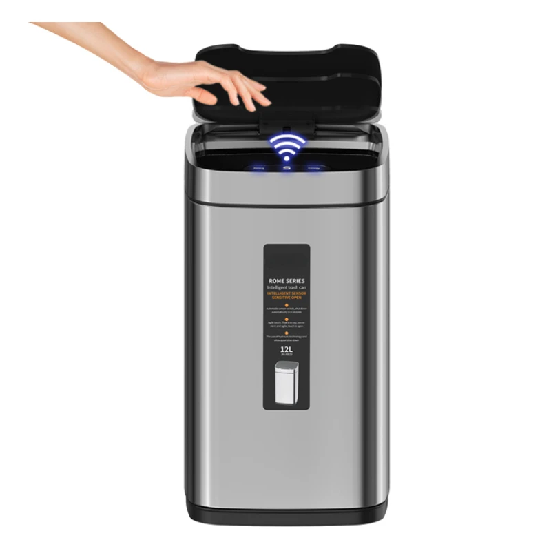 

Big Capacity Square Sensor Dustbin Automatic Smart Dustbin With Open Lid