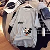 Large Size Mickey Mouse T-shirt Girl Trend Mid-Length Loose Casual Short-Sleeved Cartoon Mickey Print T-shirt Round Neck Top 5