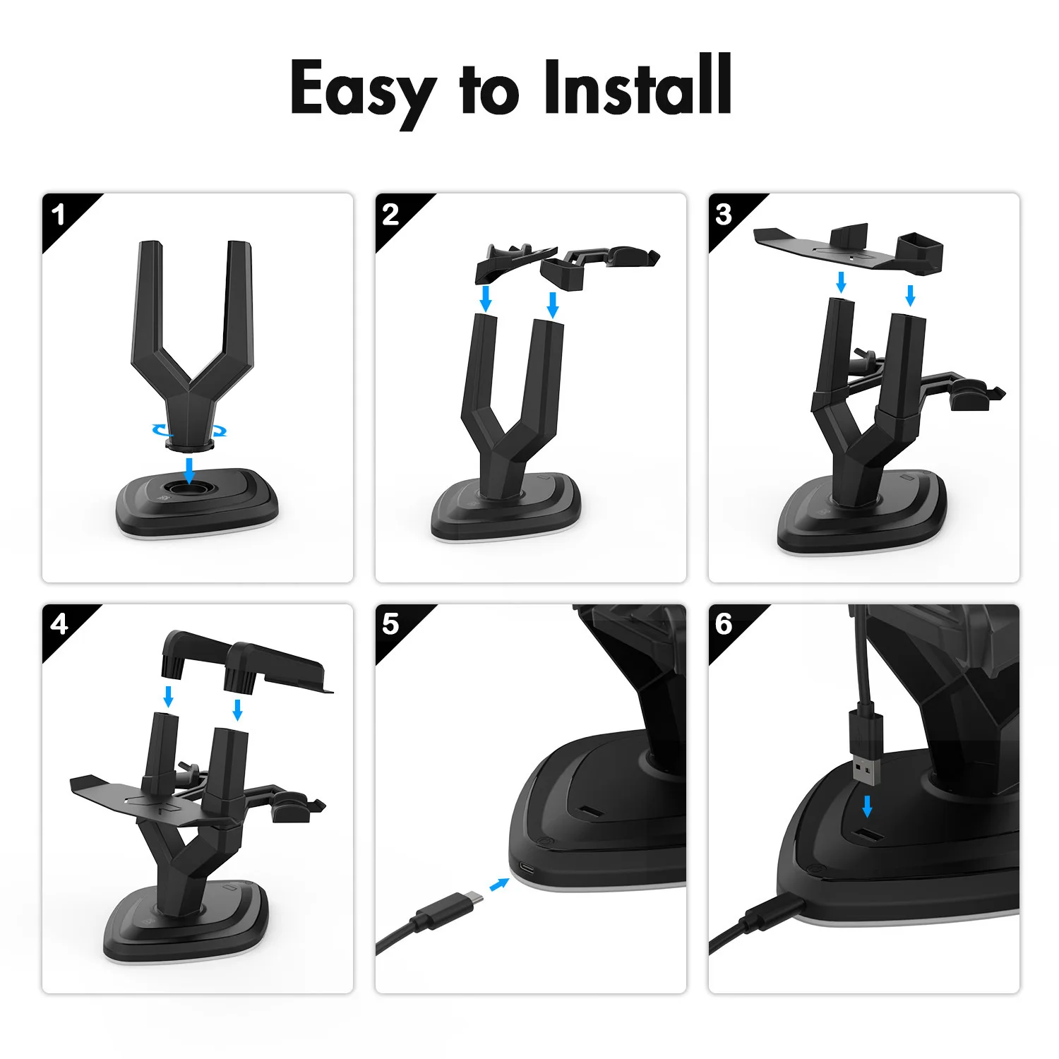 VR Headset Charging Dock For Meta Quest 2 Display Stand With RGB Light Charging Holder For Oculus 2 Oculus Rift S Accessories