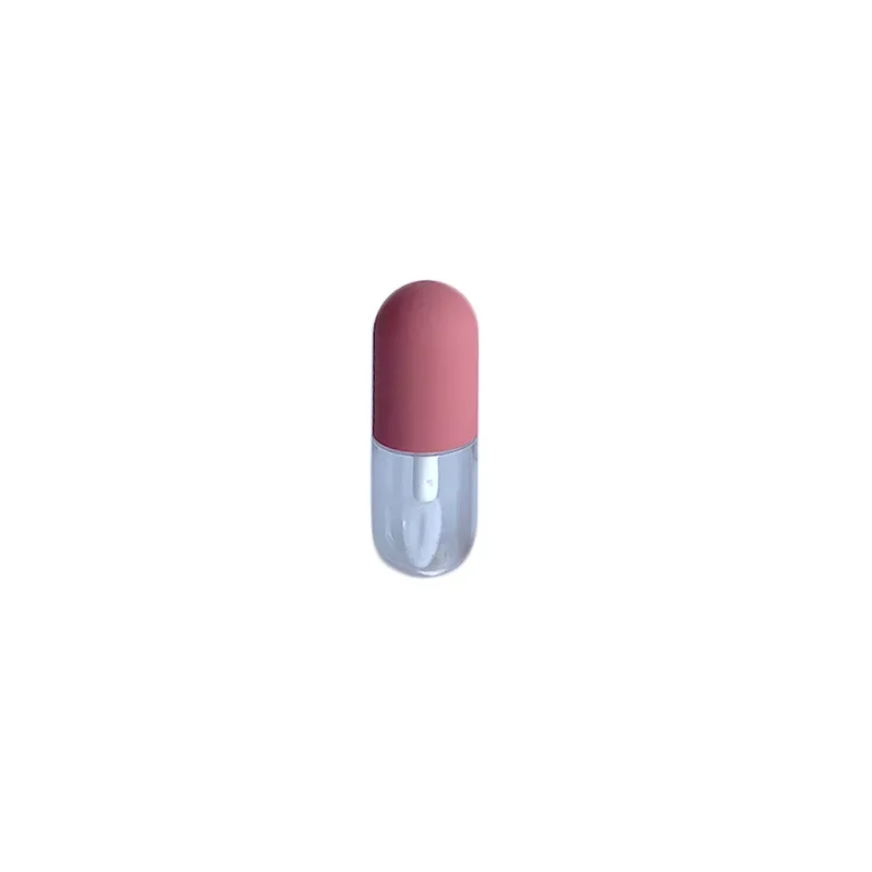립 글레이즈 빈 튜브 미니 소형 캡슐 원형 병, 프로스트 고무 투명 플라스틱 포장 재료 립스틱, 4.5ml