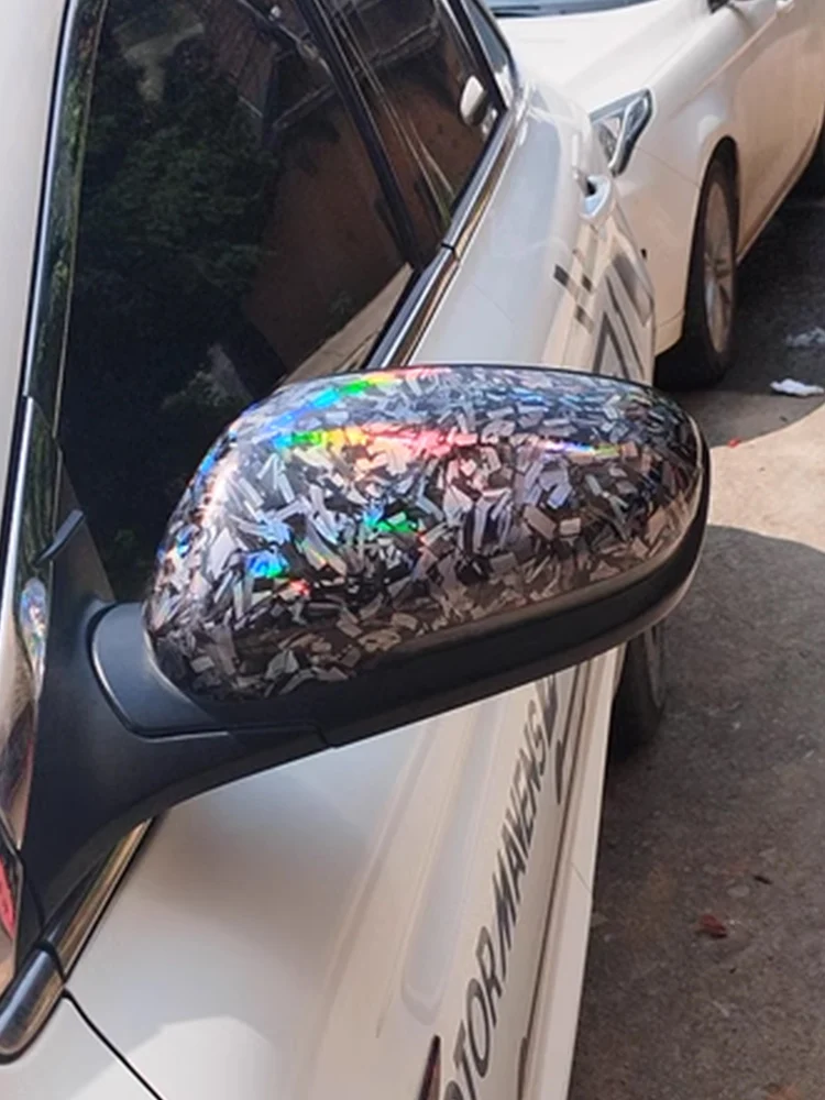 Glossy Laser Forged Carbon Fiber Wrap Vinyl Motorcycle Stickers Rainbow Holographic Car Body Color Change Film