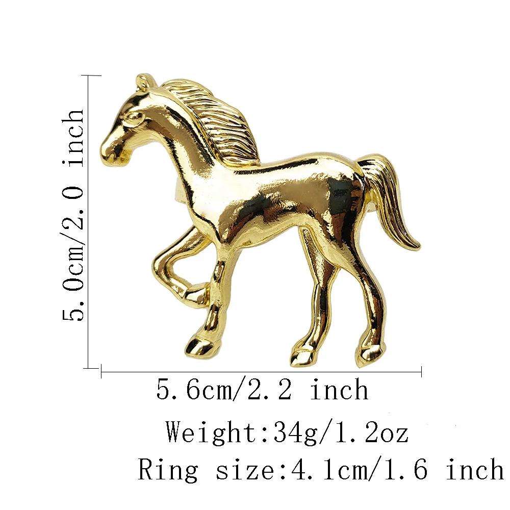 6 Pcs Horse Napkin Rings Gold Silver Eco-friendly Metal Serviette Holder For Party Wedding Festival Table Central