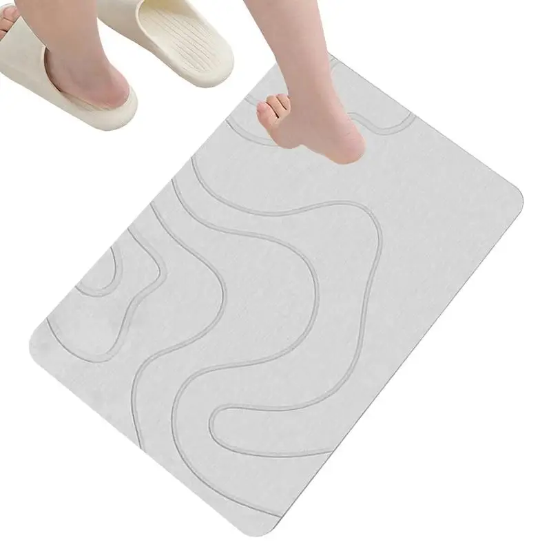 Absorbent Stone Bath Mat Toilet Door Non-slip Mat Entryway Rugs Bathroom Rugs Floor Mat Quick Drying Diatomite Stone Shower Mat