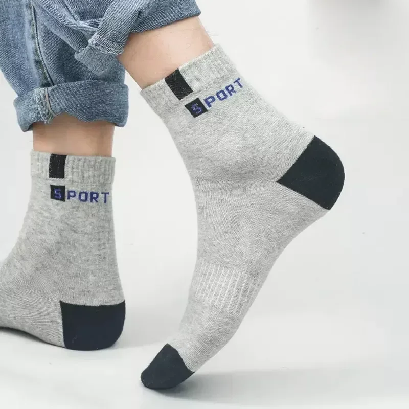 

Winter Cotton Male Sports Size Socks White 5pairs Deodorant Soft Autumn Mid Sock Breathable Men 36-43 Socks Tube Business Black