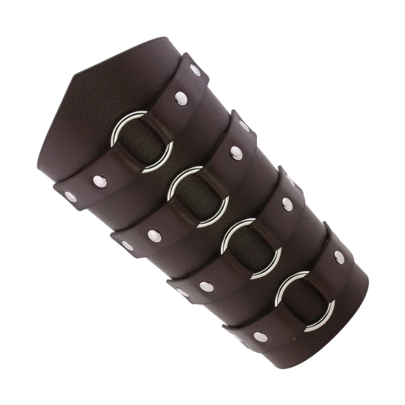 Cosplay Arm Armour Medieval Arm Guards for Male Role Play Pirate PU Knight Gauntlet with Round Buckle Halloween Supply