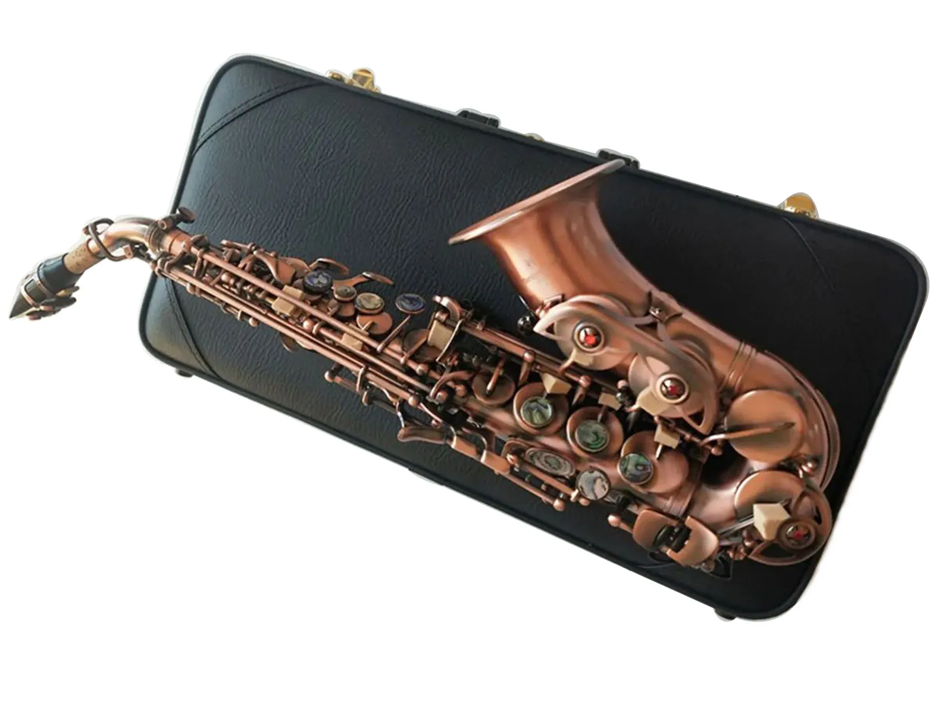 

Professional soprano playing children's saxophone bend Antique Copper S-992 Sax B-Flat musical instruments Free shipping