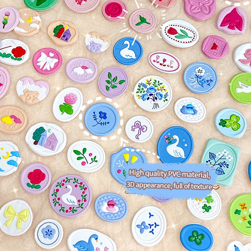3D Wax Seal Stickers Korean Embossed Seal Stamp Stickers Self Adhesive Wedding Invitation Envelope DIY Scrapbook Gift