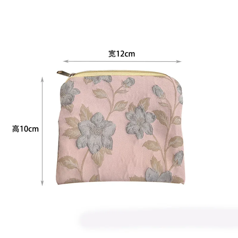 Mini Coin Key Purse Storage Bag Zipper Makeup Bags Ins Small Flower Printed Lipstick Cosmetic Bag Girls Sanitary Napkin Pouch