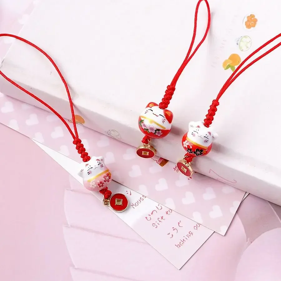 Cute Cartoon Japanese Lucky Cat Keychain, Maneki Neko Trinkets, Phone Charms, Car Bag Pendant, Key Chain, Pray Keyfob, Couple Gi 2